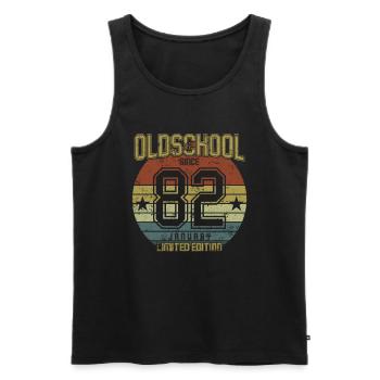 January 1982 - Geburtstag im Januar Oldschool - Männer Premium Bio Tank Top - Schwarz - Vorne - AI Model Male 178 light (178cm)