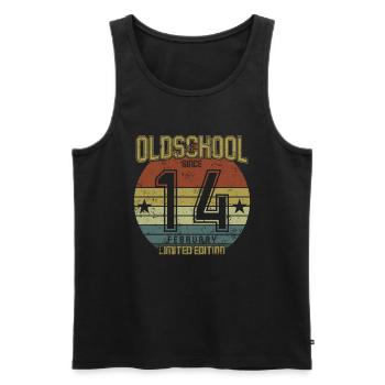 February 2014 - Birthday in February Oldschool - Men's Premium Organic Tank Top - black - Front - Michal (187cm)