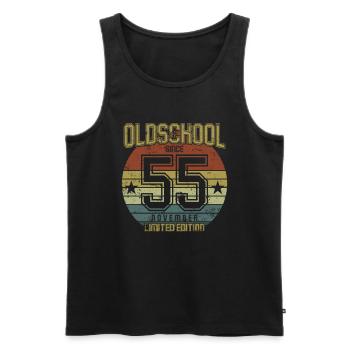 November 1955 - Geburtstag im November Oldschool - Männer Premium Bio Tank Top - Schwarz - Vorne - AI Model Male 178 light (178cm)
