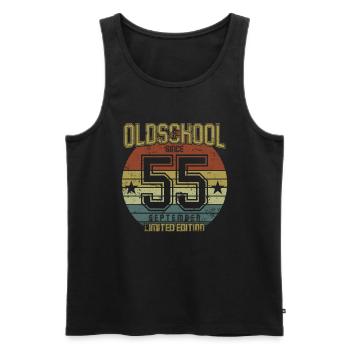 September 1955 - Geburtstag im September Oldschool - Männer Premium Bio Tank Top - Schwarz - Vorne - AI Model Male 178 light (178cm)