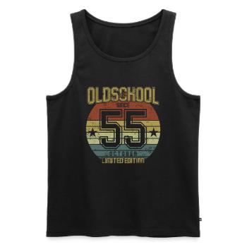 October 1955 - Geburtstag im Oktober Oldschool - Männer Premium Bio Tank Top - Schwarz - Vorne - AI Model Male 178 light (178cm)