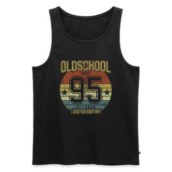 October 1995 - Geburtstag im Oktober Oldschool - Männer Premium Bio Tank Top - Schwarz - Vorne - Michal (187cm)