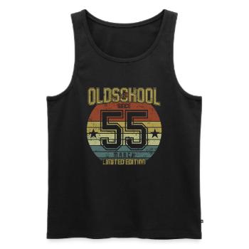 March 1955 - Geburtstag im März Oldschool - Männer Premium Bio Tank Top - Schwarz - Vorne - AI Model Male 178 light (178cm)