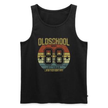 October 1988 - Geburtstag im Oktober Oldschool - Männer Premium Bio Tank Top - Schwarz - Vorne - Michal (187cm)