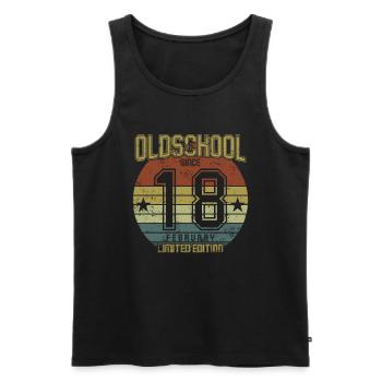 February 2018 - Birthday in February Oldschool - Men's Premium Organic Tank Top - black - Front - Michal (187cm)