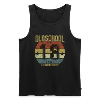 March 2018 - Birthday in March Oldschool - Men's Premium Organic Tank Top - black - Front - Michal (187cm)
