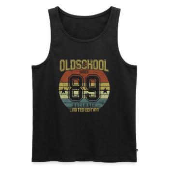 December 1989 - Geburtstag im Dezember Oldschool - Männer Premium Bio Tank Top - Schwarz - Vorne - AI Model Male 178 light (178cm)