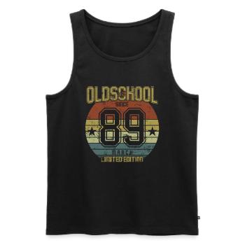 March 1989 - Geburtstag im März Oldschool - Männer Premium Bio Tank Top - Schwarz - Vorne - AI Model Male 178 light (178cm)