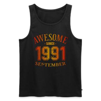 Septembre 1991 - Anniversaire de septembre - Débardeur bio Premium Homme - noir - Devant - Michal (187cm)