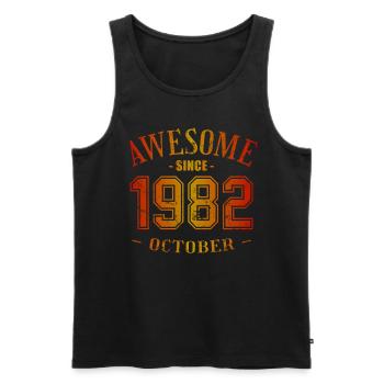 October 1982 - Geburtstag im Oktober Awesome - Männer Premium Bio Tank Top - Schwarz - Vorne - AI Model Male 178 light (178cm)