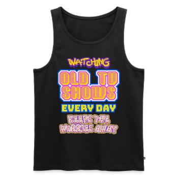 TV Television 90s 80s Retro - Männer Premium Bio Tank Top - Schwarz - Vorne - Michal (187cm)