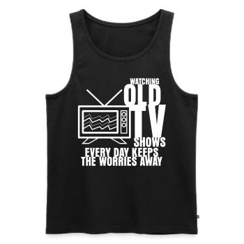 Television 90s 80s Retro TV - Männer Premium Bio Tank Top - Schwarz - Vorne - Michal (187cm)