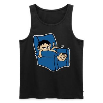 Lazy Couch TV Watching Television - Men's Premium Organic Tank Top - black - Front - AI Model Male 178 light (178cm)