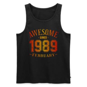 February 1989 - Geburtstag im Februar Awesome - Männer Premium Bio Tank Top - Schwarz - Vorne - AI Model Male 178 light (178cm)