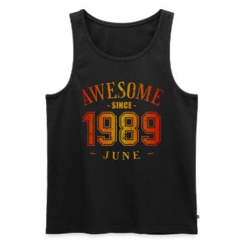June 1989 - Geburtstag im Juni Awesome - Männer Premium Bio Tank Top - Schwarz - Vorne - AI Model Male 178 light (178cm)