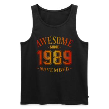 November 1989 - Geburtstag im November Awesome - Männer Premium Bio Tank Top - Schwarz - Vorne - AI Model Male 178 light (178cm)