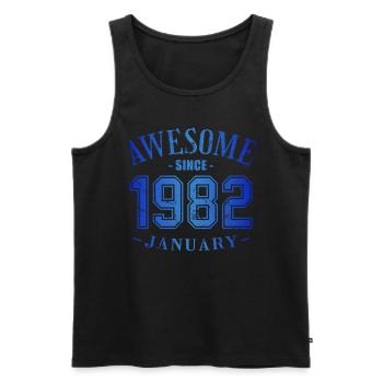 January 1982 - Geburtstag im Januar Awesome - Männer Premium Bio Tank Top - Schwarz - Vorne - AI Model Male 178 light (178cm)