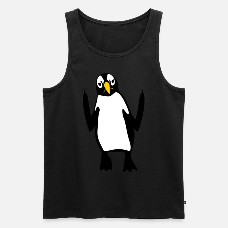 Grumpy Penguins Middle Finger Penguin - Männer Premium Bio Tank Top - Schwarz