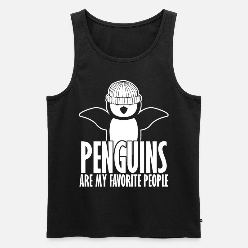 Penguin with Beanie Penguins - Männer Premium Bio Tank Top - Schwarz
