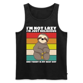 Lazy Sloth Sloths Tired Sleeping Slow - Men's Premium Organic Tank Top - black - Front - AI Model Male 178 light (178cm)