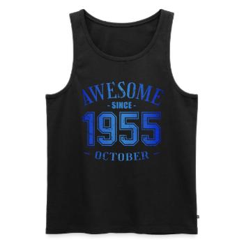 October 1955 - Geburtstag im Oktober Awesome - Männer Premium Bio Tank Top - Schwarz - Vorne - AI Model Male 178 light (178cm)
