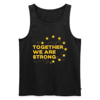 Together, the European Union is strong. Yellow S - Men's Premium Organic Tank Top - black - Front - AI Model Male 178 light (178cm)