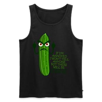 Grumpy Cucumber Middle Finger - Männer Premium Bio Tank Top - Schwarz - Vorne - AI Model Male 178 light (178cm)
