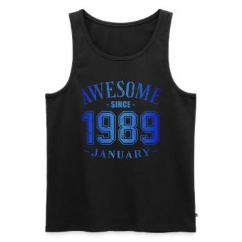 January 1989 - Geburtstag im Januar Awesome - Männer Premium Bio Tank Top - Schwarz - Vorne - AI Model Male 178 light (178cm)