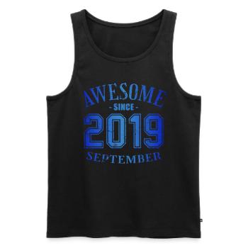 September 2019 - Birthday in September Awesome - Men's Premium Organic Tank Top - black - Front - AI Model Male 178 light (178cm)