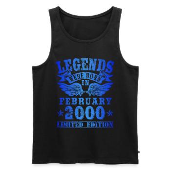 Legends were born in February 2000 Birthday - Men's Premium Organic Tank Top - black - Front - AI Model Male 178 light (178cm)