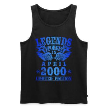 Legends were born in April 2000 Birthday - Men's Premium Organic Tank Top - black - Front - AI Model Male 178 light (178cm)