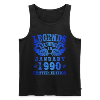 Les légendes sont nées en Janvier 1990 Anniversaire - Débardeur bio Premium Homme - noir - Devant - AI Model Male 178 light (178cm)