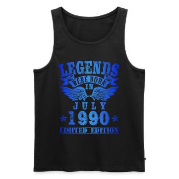 Les légendes sont nées en juillet 1990 Anniversaire - Débardeur bio Premium Homme - noir - Devant - AI Model Male 178 light (178cm)
