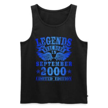 Legends were born in September 2000 Birthday - Men's Premium Organic Tank Top - black - Front - AI Model Male 178 light (178cm)