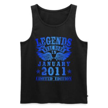 Legends were born in January 2011 Birthday - Men's Premium Organic Tank Top - black - Front - AI Model Male 178 light (178cm)