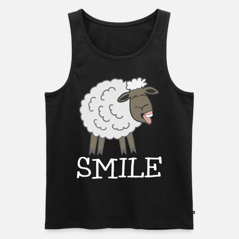 Smiling Sheep - Männer Premium Bio Tank Top - Schwarz