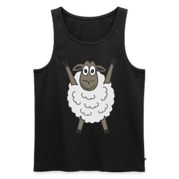 Sheep Funny Shepherd Farmer - Men's Premium Organic Tank Top - black - Front - AI Model Male 178 light (178cm)