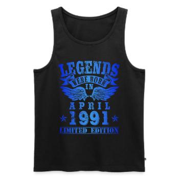 Les légendes sont nées en avril 1991 Anniversaire - Débardeur bio Premium Homme - noir - Devant - AI Model Male 178 light (178cm)