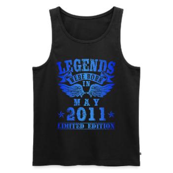 Legends were born in May 2011 Birthday - Men's Premium Organic Tank Top - black - Front - AI Model Male 178 light (178cm)