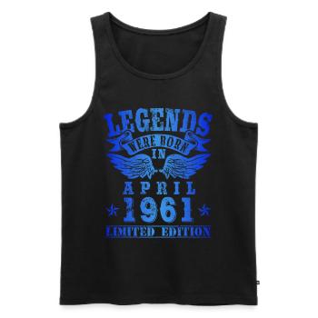 Legends were born in April 1961 Geburtstag - Männer Premium Bio Tank Top - Schwarz - Vorne - AI Model Male 178 light (178cm)