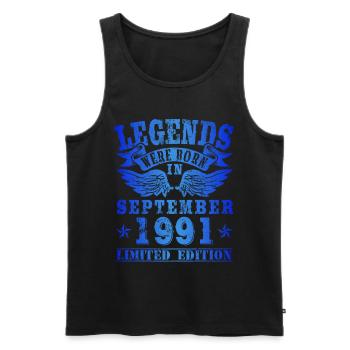 Legends est né en septembre 1991 Anniversaire - Débardeur bio Premium Homme - noir - Devant - AI Model Male 178 light (178cm)