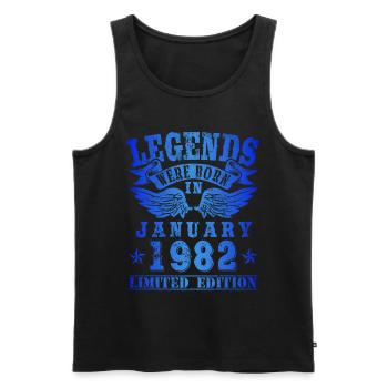 Legends est né en Janvier 1982 Anniversaire - Débardeur bio Premium Homme - noir - Devant - AI Model Male 178 light (178cm)