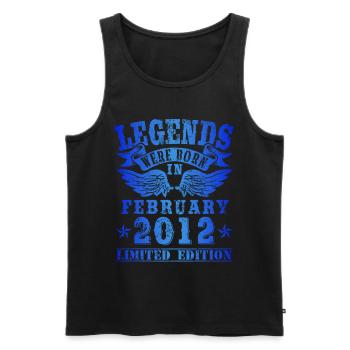 Legends were born in February 2012 Birthday - Men's Premium Organic Tank Top - black - Front - AI Model Male 178 light (178cm)