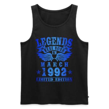 Legends est né en Mars 1992 Anniversaire - Débardeur bio Premium Homme - noir - Devant - Michal (187cm)