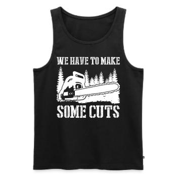 Chainsaw Chain Saw Lumber Fire Wood - Men's Premium Organic Tank Top - black - Front - Michal (187cm)