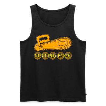 Chain Saw Chainsaw Cutting Wood - Men's Premium Organic Tank Top - black - Front - Michal (187cm)