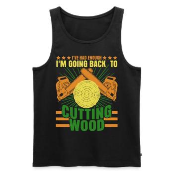Chain Saw Cutting Fire Wood Chainsaw - Men's Premium Organic Tank Top - black - Front - Michal (187cm)