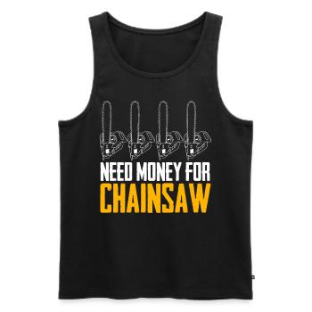 Fire Wood Chainsaw Chain Saw Lumberjack - Men's Premium Organic Tank Top - black - Front - Michal (187cm)