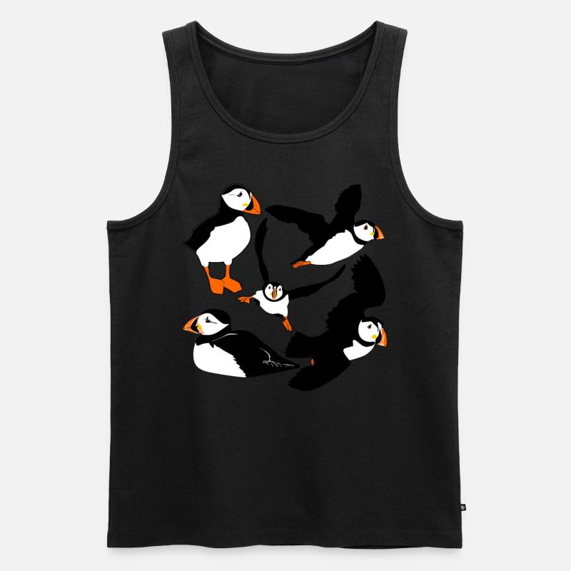 Puffin Flying Puffins - Männer Premium Bio Tank Top - Schwarz