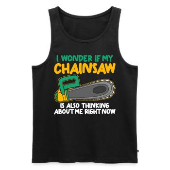 Chain Saw Fire Wood Lumber Chainsaw - Men's Premium Organic Tank Top - black - Front - Michal (187cm)